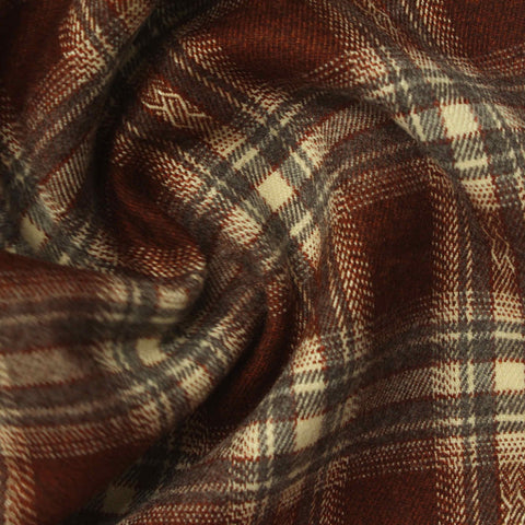 Burgundy Plaid Woven, Poly-Viscose