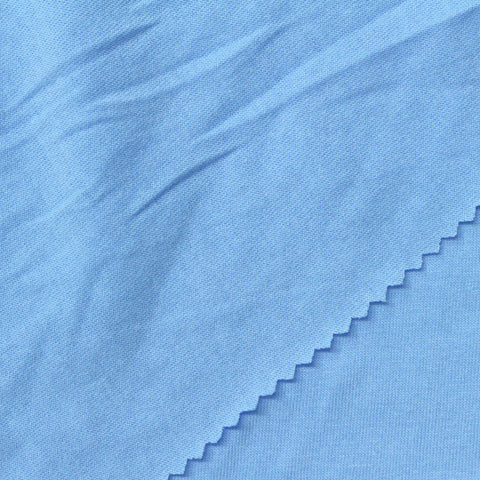 Polyester Cotton Blend Jersey Knit Fabric, 165 gsm, 177 cm — Blue