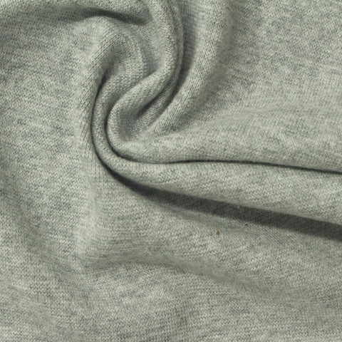 Light Grey Heathered-Marl Rib Knit, Cotton, 240 gsm