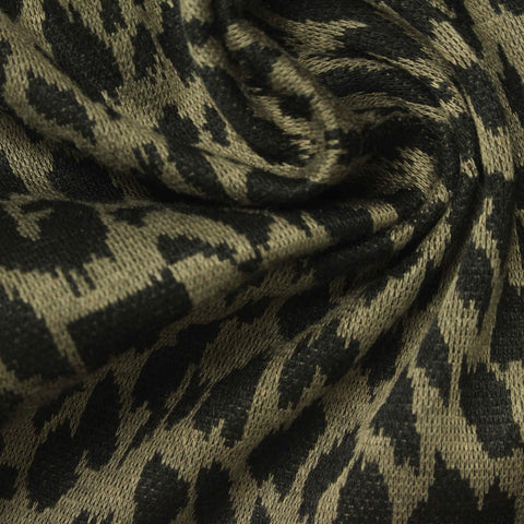 Dark Grey Leopard Interlock Knit, Polyester