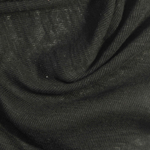 Slub 100% Cotton Rib Knit Fabric, 130 gsm, 145 cm — Black