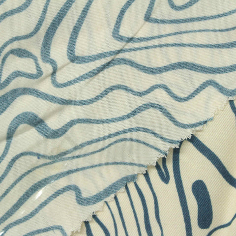 Dark Blue Wavy-Line Poplin, Tencel Lyocell