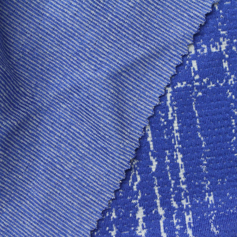 Blue Grid Jacquard, Viscose-Poly