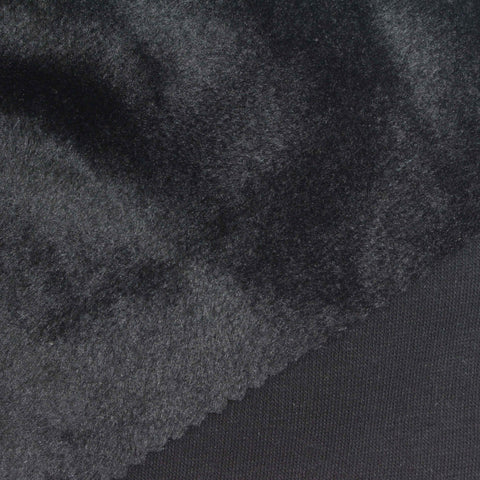 Polyester Cotton Stretch Velvet Fabric, 340 gsm, 160 cm — Black