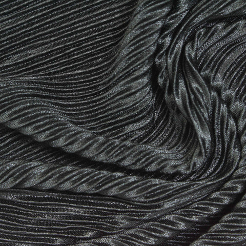 100% Polyester Plissé Fabric, 130 gsm — Black