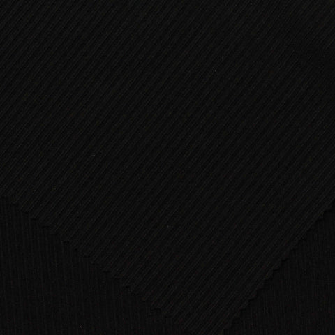 Brushed Polyester Stretch Rib Knit Fabric, 230 gsm, 175 cm — Black