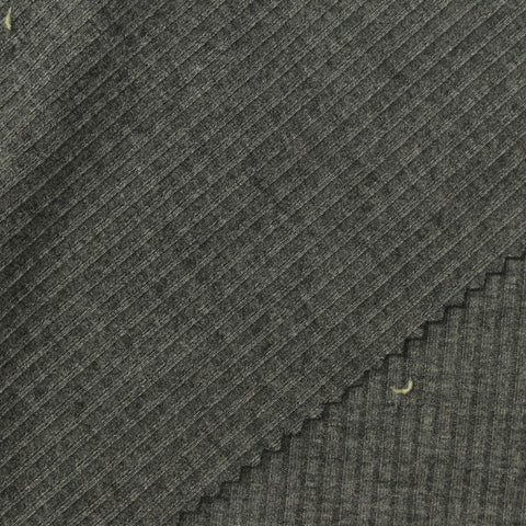 Dark Grey Heather Rib Knit, Poly-Viscose