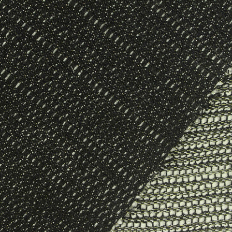 Slub Polyester Metallic Woven Fabric, 270 gsm, 160 cm — Black