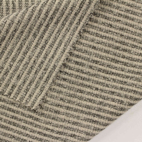 Beige Stripe Interlock Knit, Polyester