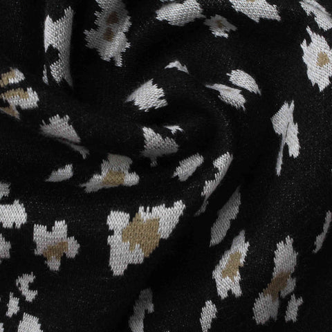 Black Animal Print Jacquard, Poly-Viscose, 260 gsm