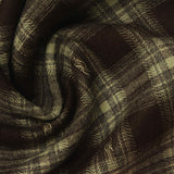 Dark Brown Bold-Plaid Woven, Poly-Viscose — photo 1