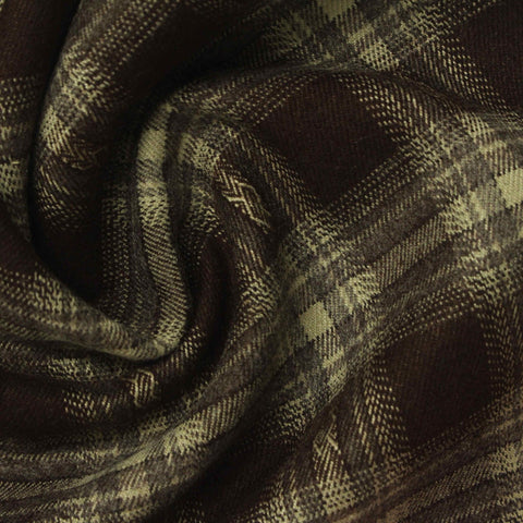 Dark Brown Bold-Plaid Woven, Poly-Viscose