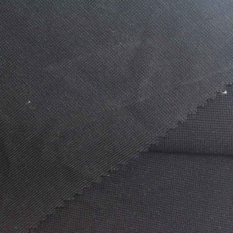 Cotton Stretch Rib Knit Fabric, 400 gsm, 165 cm — Black