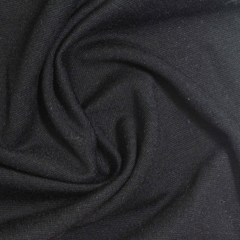 Viscose Nylon Stretch Ponte Knit Fabric, 330 gsm, 165 cm — Black