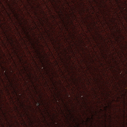 Dark Red Marl Rib Knit, Viscose, 325 gsm