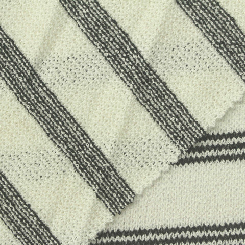 Dark Grey Horizontal-Stripe Chunky Knit, Viscose-Poly