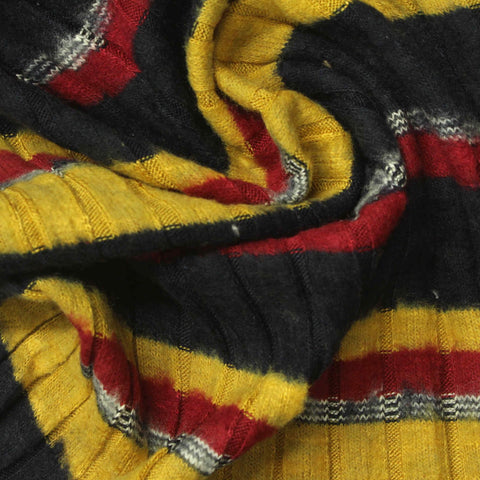 Black Stripes Rib Knit, Poly-Viscose, 260 gsm