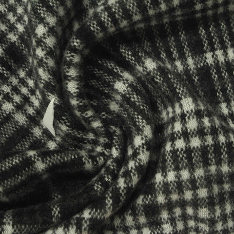 Black Check Interlock Knit, Poly-Viscose, 310 gsm