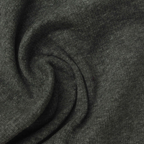 Dark Grey Marl Rib Knit, Poly-Cotton, 250 gsm