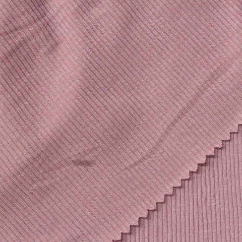 Viscose Polyester Stretch Rib Knit Fabric, 195 gsm, 152 cm — Pink
