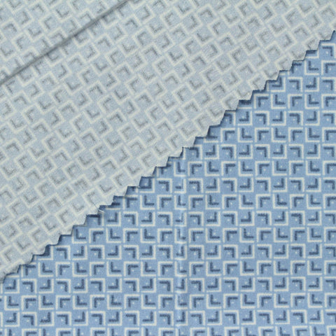 Light Blue Geometric Knit, Poly-Cotton