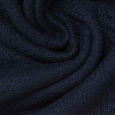 Brushed Cotton Polyester French Terry Fabric, 240 gsm, 180 cm — Navy