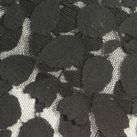 Black Floral Lace, Cotton-Nylon, 145 cm