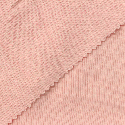 Polyester Cotton Stretch Rib Knit Fabric, 317 gsm, 120 cm — Pink