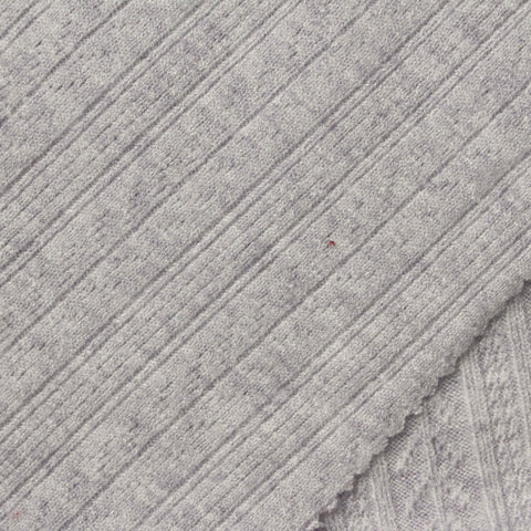 Pale Grey Textured-Stripe Pointelle Knit, Viscose-Poly