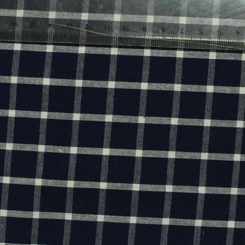Navy Check Poplin, Cotton