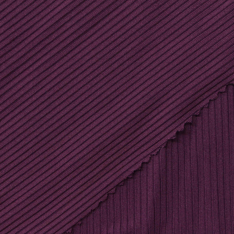 Polyester Stretch Rib Knit Fabric, 259 gsm, 164 cm — Purple