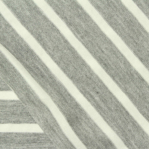 Grey Horizontal-Stripe Knit, Viscose, 190 gsm