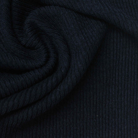 Polyester Viscose Rib Knit Fabric, 290 gsm, 140 cm — Navy