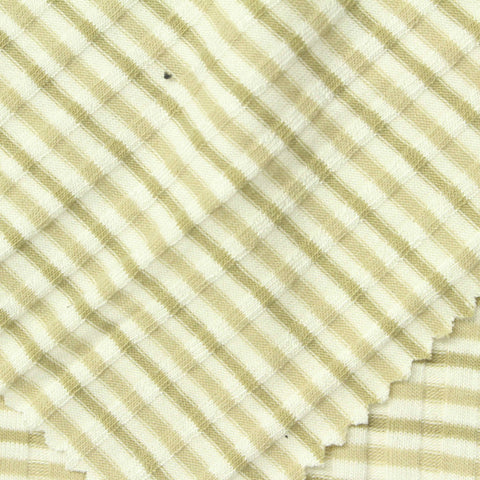 Beige Horizontal-Stripe Rib Knit, Viscose-Poly