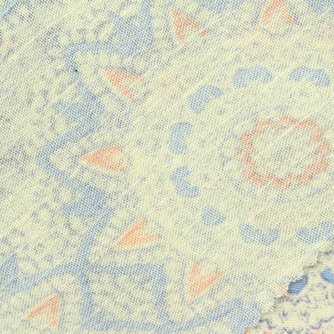Blue Wavy-Line Crepe, Viscose