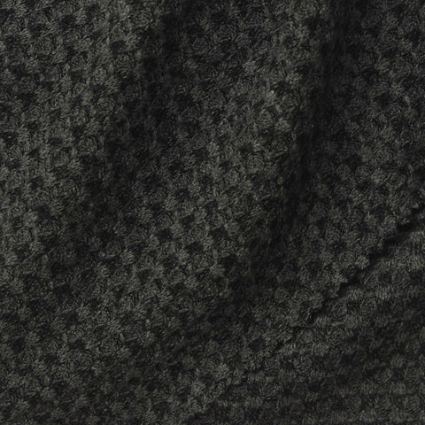 Black Textured Waffle Knit, Poly-Viscose
