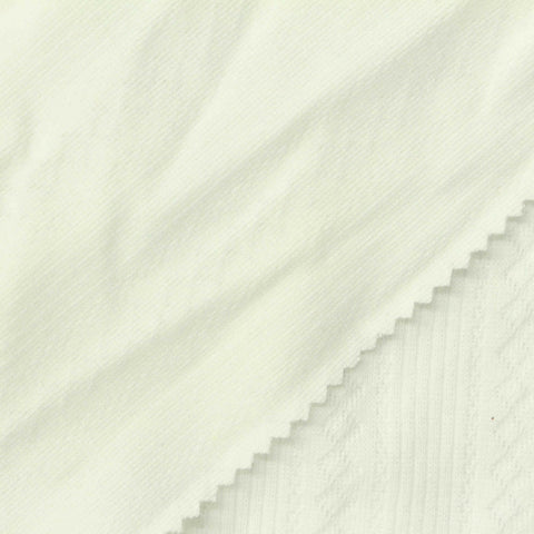 Off-White Vertical-Line Pointelle Knit, Poly-Viscose