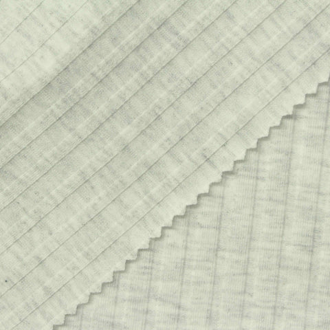 Light Grey Heathered-Marl Rib Knit, Poly-Viscose, 230 gsm