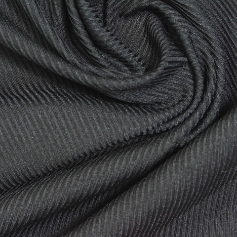 Polyester Stretch Rib Knit Fabric, 170 gsm, 158 cm — Grey