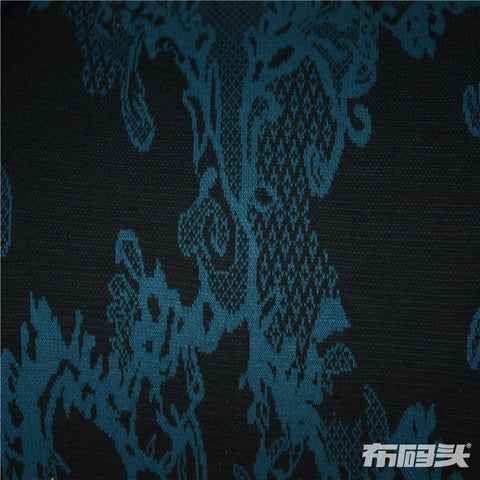Jacquard Viscose Polyester Stretch Knit Fabric, 166 cm — Black
