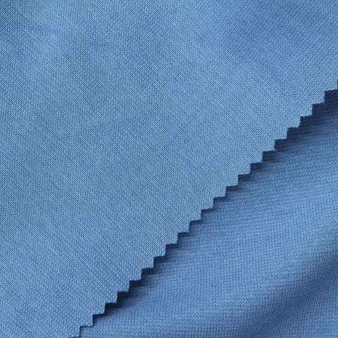 Cotton Polyester Stretch Rib Knit Fabric, 226 gsm, 170 cm — Blue