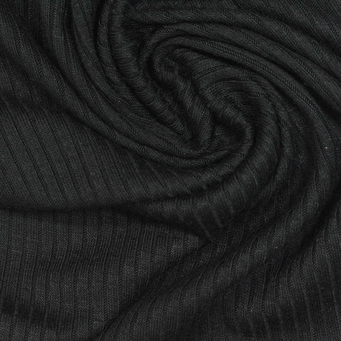 Black Ribbed Rib Knit, Viscose