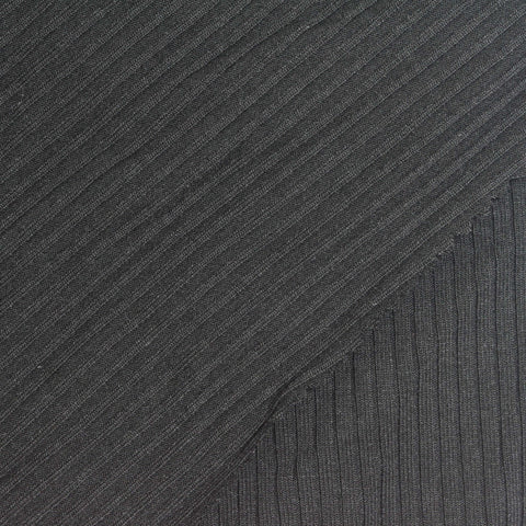 Polyester Viscose Stretch Rib Knit Fabric, 297 gsm, 130 cm — Grey