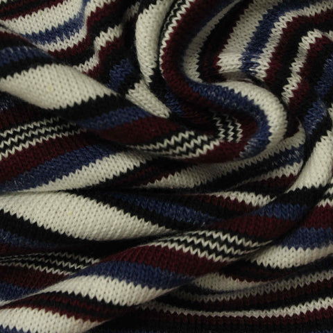 White Horizontal-Stripe Knit, Cotton, 220 gsm