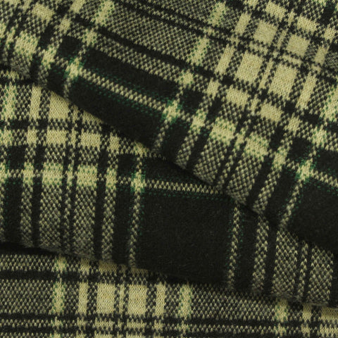 Dark Green Plaid Interlock Knit, Poly-Viscose