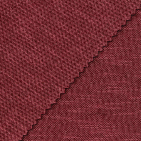Deep Red Heather Piqué Knit, Cotton-Poly
