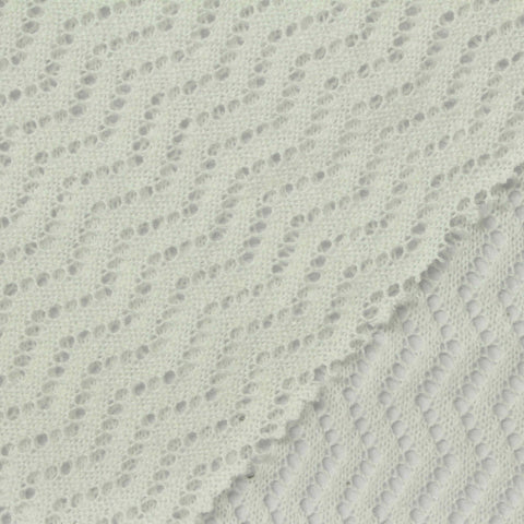 White Tone-on-Tone Chevron Jersey Knit, Cotton-Poly