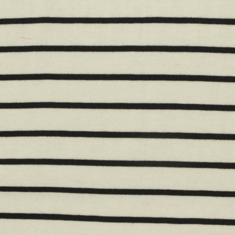 Black Horizontal-Stripe Jersey Knit, Cotton, 145 gsm