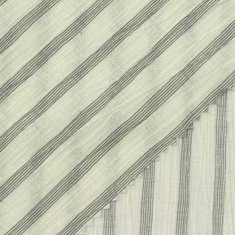 Dark Grey Vertical-Stripe Crepe, Cotton-Poly