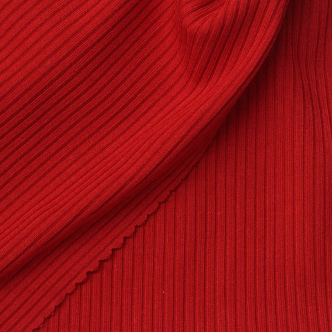 Viscose Stretch Rib Knit Fabric, 370 gsm, 130 cm — Red